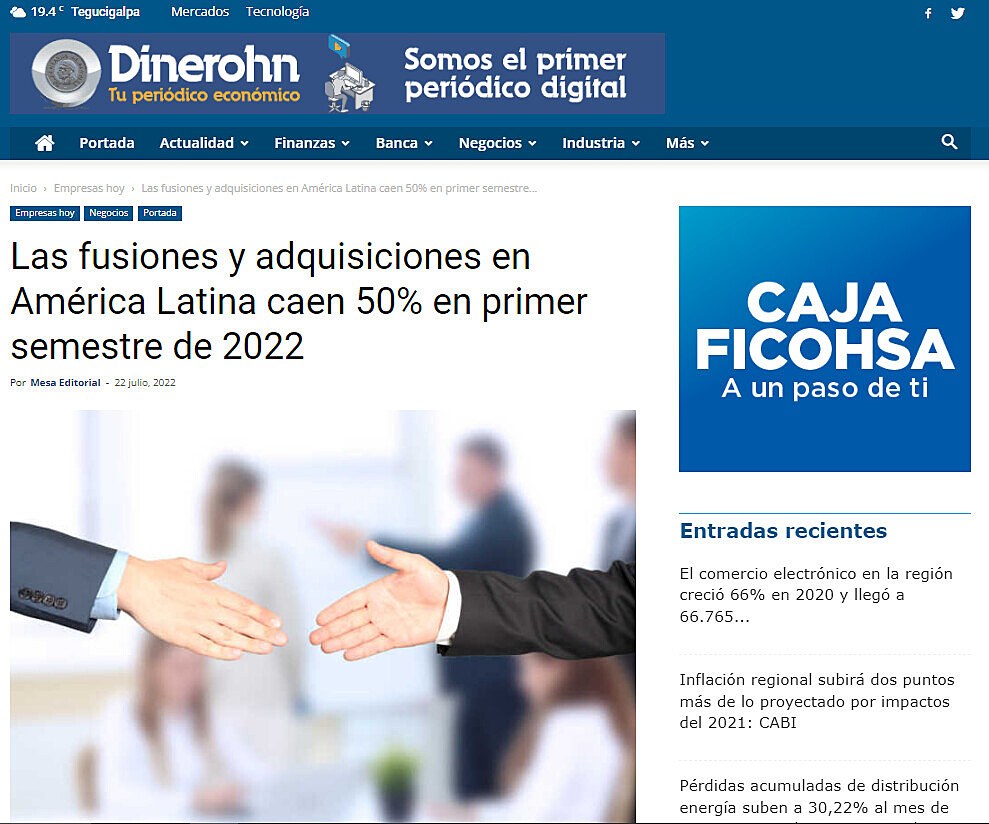 Las fusiones y adquisiciones en Amrica Latina caen 50% en primer semestre de 2022